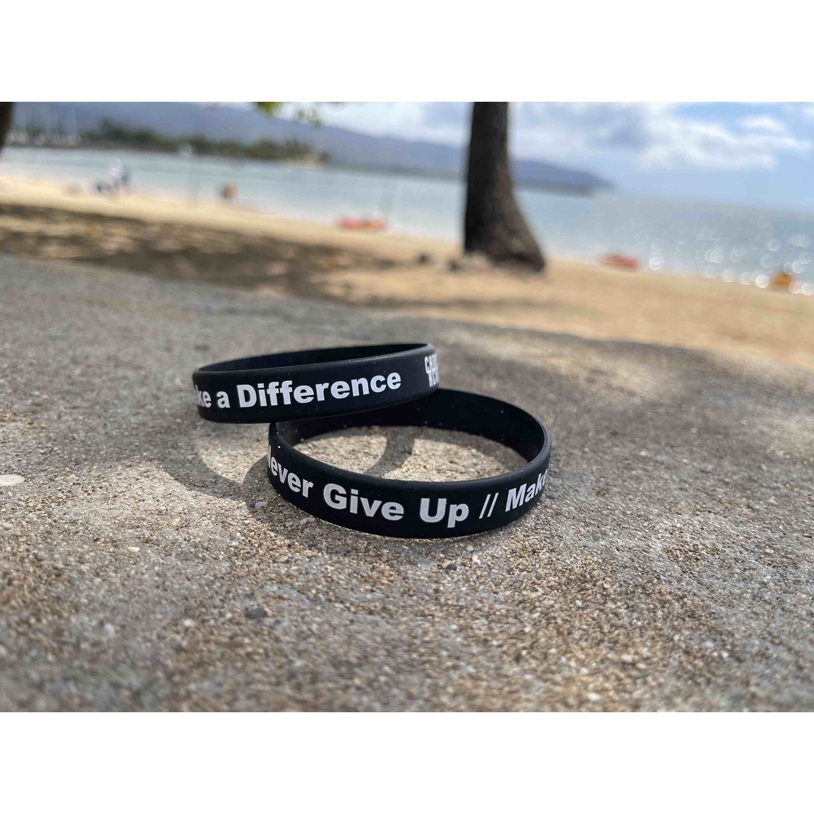 Never Give Up Make a Difference Wristbands
